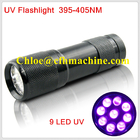 Wasserdichte schwarze UVled Taschenlampe/Fackel der Farbaluminiumlegierungs-trockene batteriebetriebene 395NM 9
