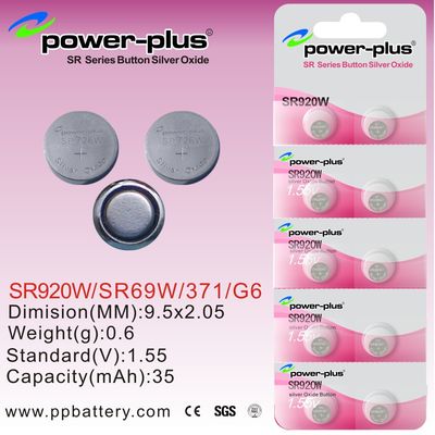 Silberoxid Knopf-Zellbatterien SR Reihe uhr 1.55V 35mAh Minisr920w/SR69W/371/G6